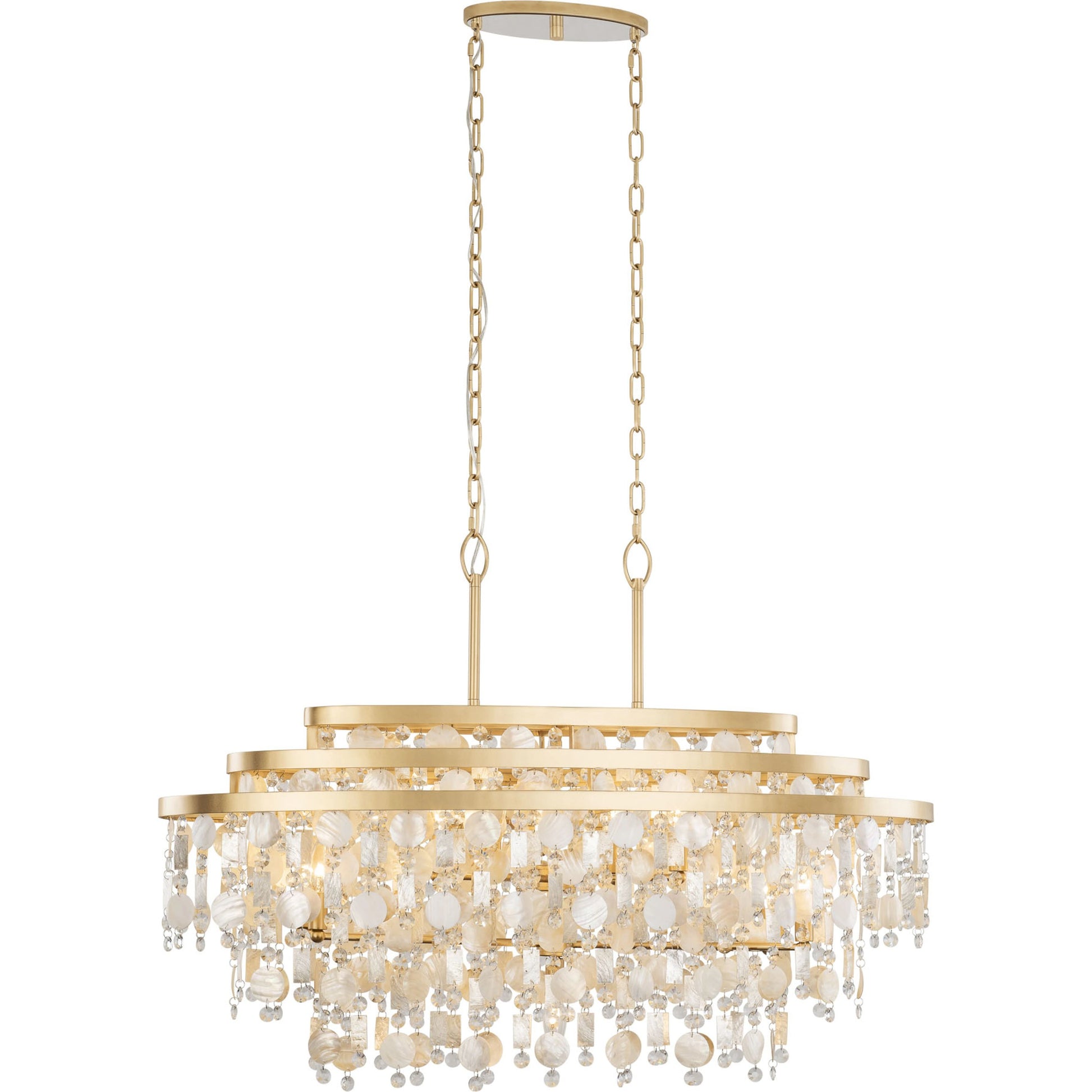 Kalani Linear Pendant by Varaluz in french gold. Made from unique in a traditional style.