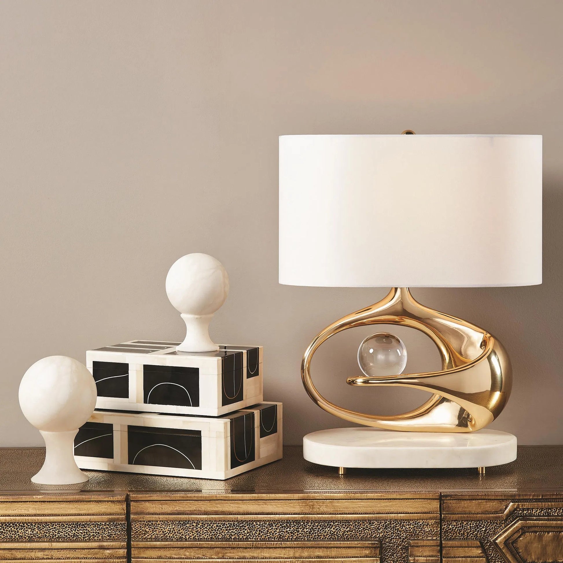Brass Loop Box by Global Views. Made from mdf, brass, bone, resin in a modern style.