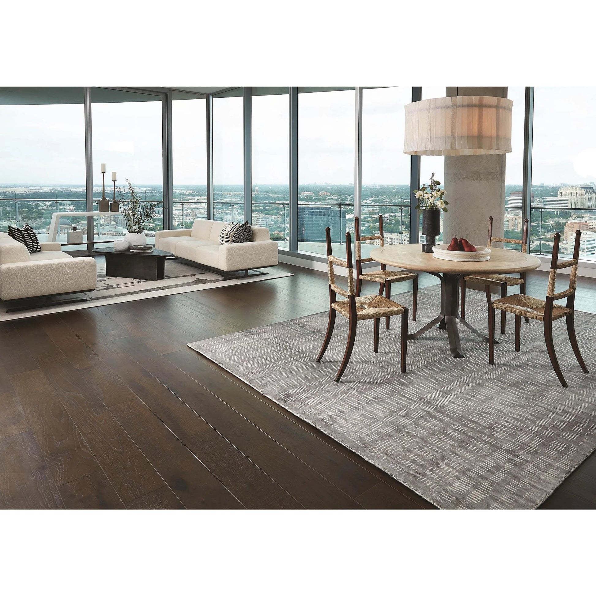 Edifice Rug by Global Views in cream, charcoal. Made from 80% viscose, 20% cotton (backing) in a unique style.