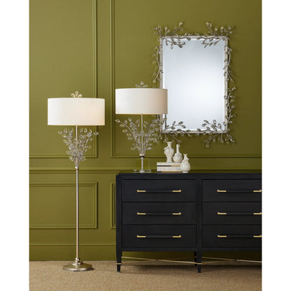 Forget-Me-Not Floor Lamp by Currey and Company. Made from crystal, metal in a modern style.