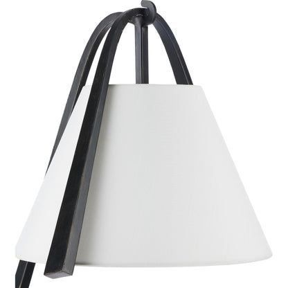 Frey Floor Lamp by Currey and Company in satin black, brushed brown. Made from metal in a modern style.