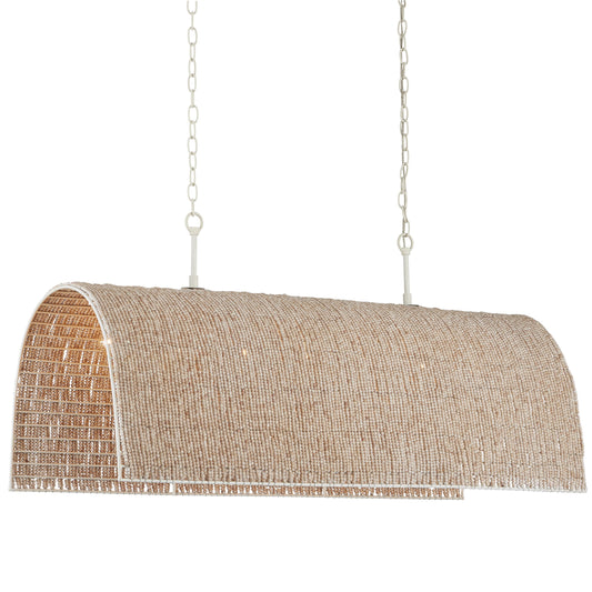 Aztec Chandelier by Currey and Company in whitewash, white. Made from wood, metal in a cottage & farmhouse style.