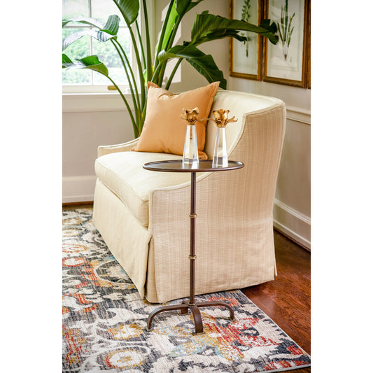 Magnolia Side Table by Chelsea House in brown, gold accents. Made from metal with gold accents in a modern style.
