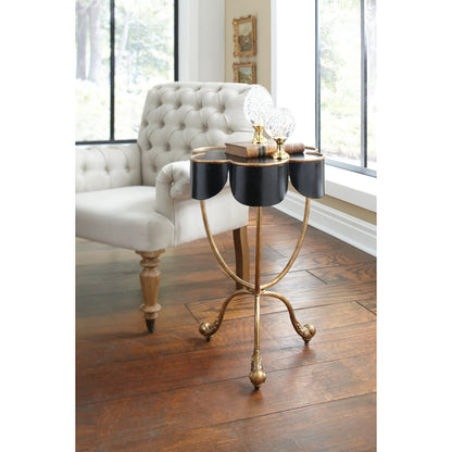 Seville Accent Table by Chelsea House in black, antique gold accents. Made from metal in a transitional style.