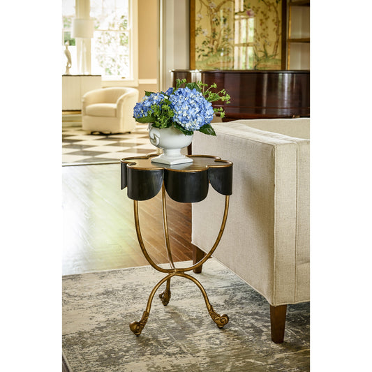 Seville Accent Table by Chelsea House in black, antique gold accents. Made from metal in a transitional style.