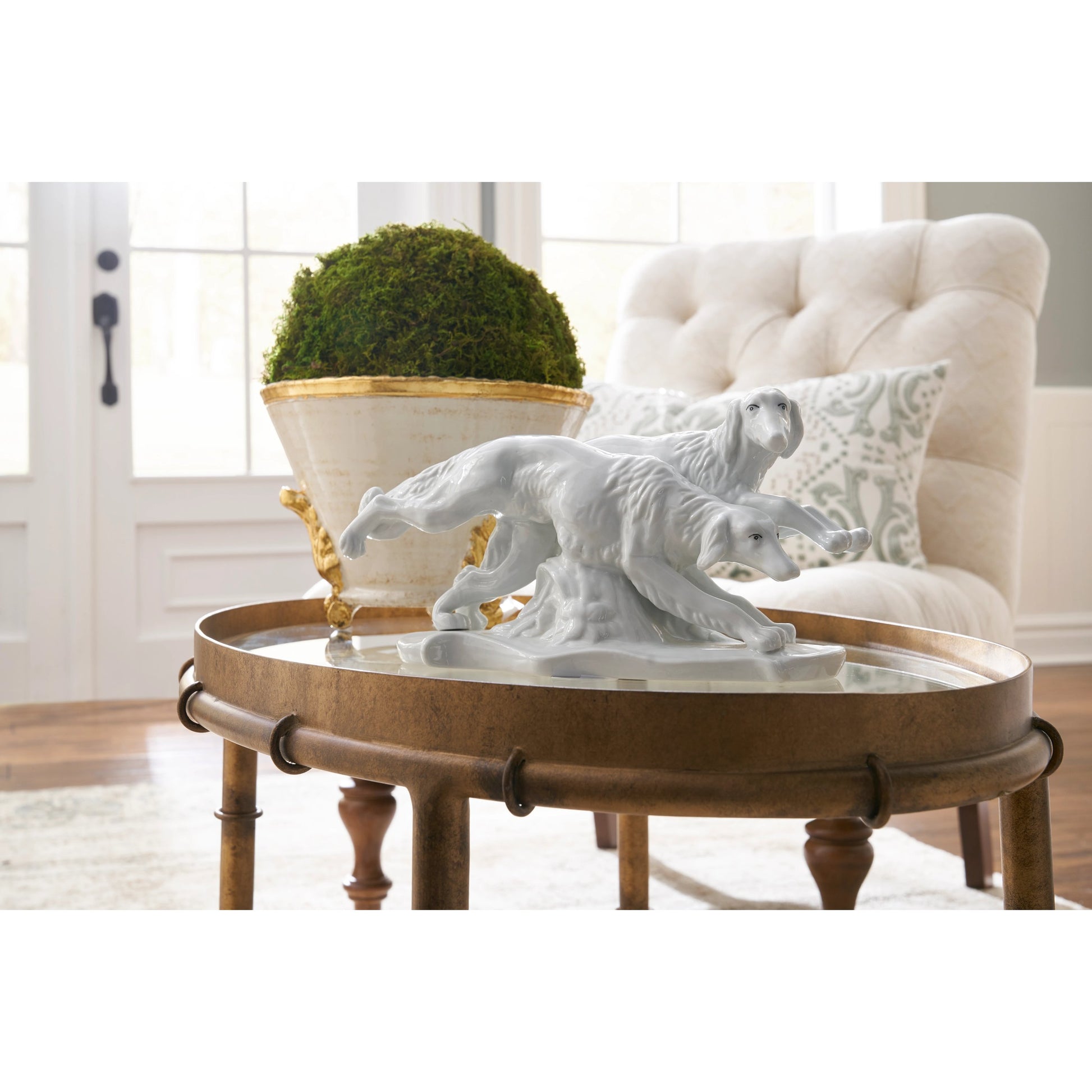 Bamboo Cocktail Table by Chelsea House in antique gold. Made from metal, glass in a eclectic & global style.