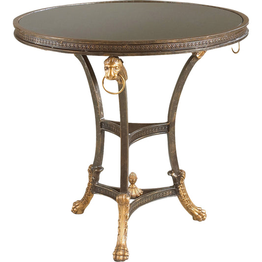 Lions Head Table by Chelsea House in black, gold. Made from black granite top, gold accents in a traditional style.