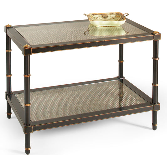 Conner Cane Cocktail Table by Chelsea House. Made from poplar caned panels, glass top in a transitional style.