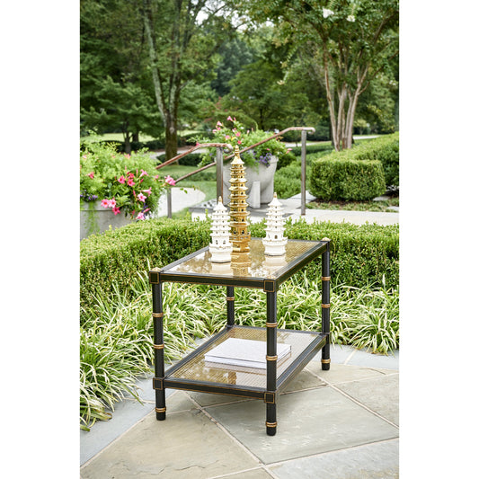 Conner Cane Cocktail Table by Chelsea House. Made from poplar caned panels, glass top in a transitional style.