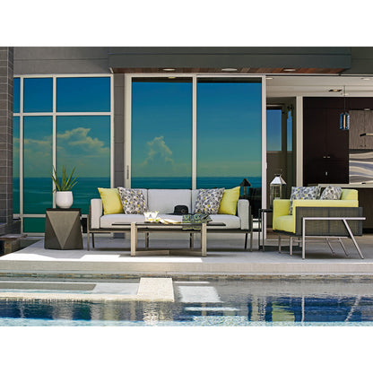 Del Mar Rectangular Cocktail Table by Tommy Bahama Outdoor in platinum gray. Made from unique in a modern style.