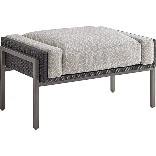 Del Mar Ottoman by Tommy Bahama Outdoor in platinum gray. Made from unique in a modern style.