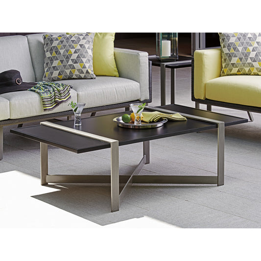 Del Mar Rectangular Cocktail Table by Tommy Bahama Outdoor in platinum gray. Made from unique in a modern style.