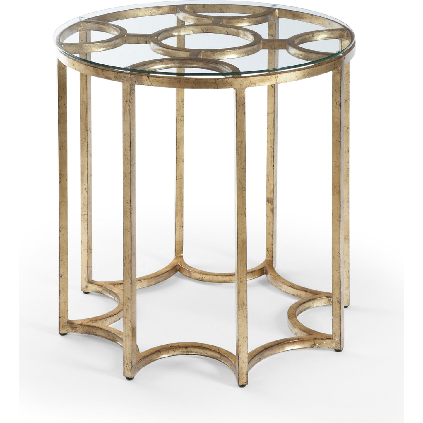000 SR-383154 | Primary Silo | Lisette Side Table by Chelsea House in antique gold. Made from antique gold metal base, glass top in a transitional style.