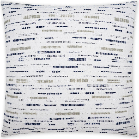 Clarity Pillow by DV Kap Home in white, navy. Made from 50% post industrial cotton, 33% post industrial polyester, 14% wool, 3% linen in a modern style.