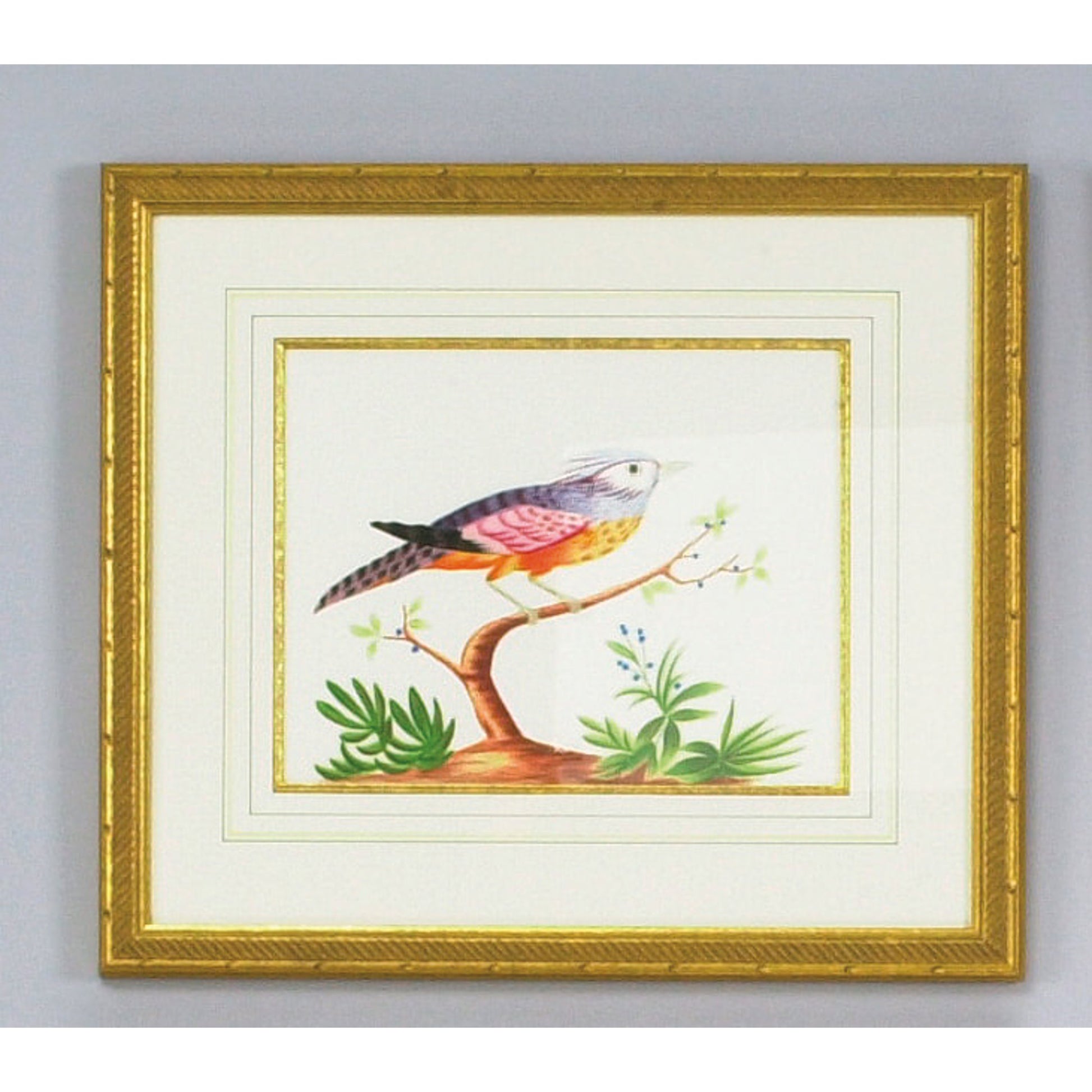 Blue Crest by Chelsea House in gold frame and fillet. Made from water color on paper in a traditional style.