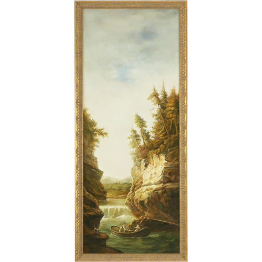 River Landscape-Boat by Chelsea House in gold frame. Made from hand painted oil in a traditional style.