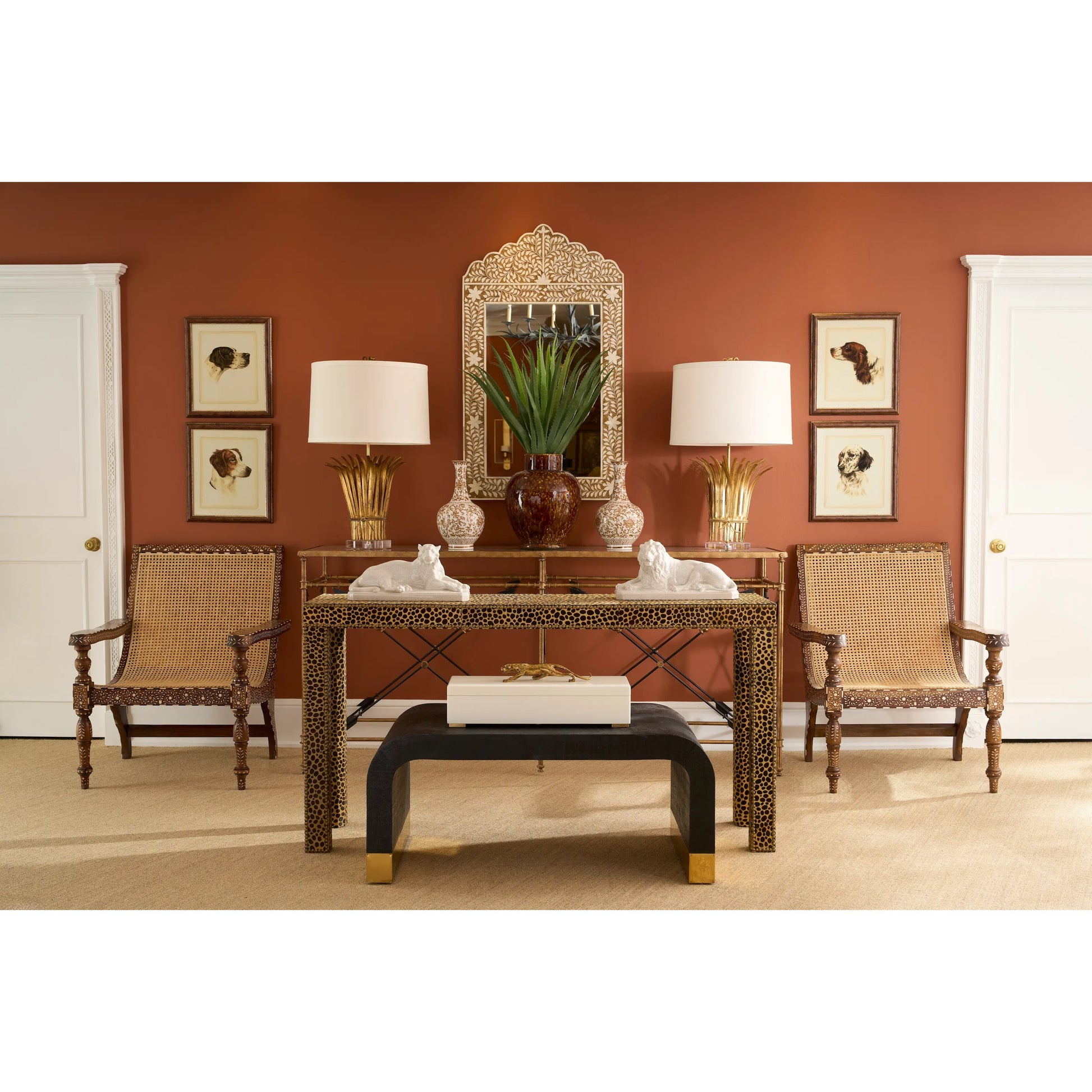 Danchin Pointer by Chelsea House in brown and gold frame. Made from hand colored print in a cottage & farmhouse style.