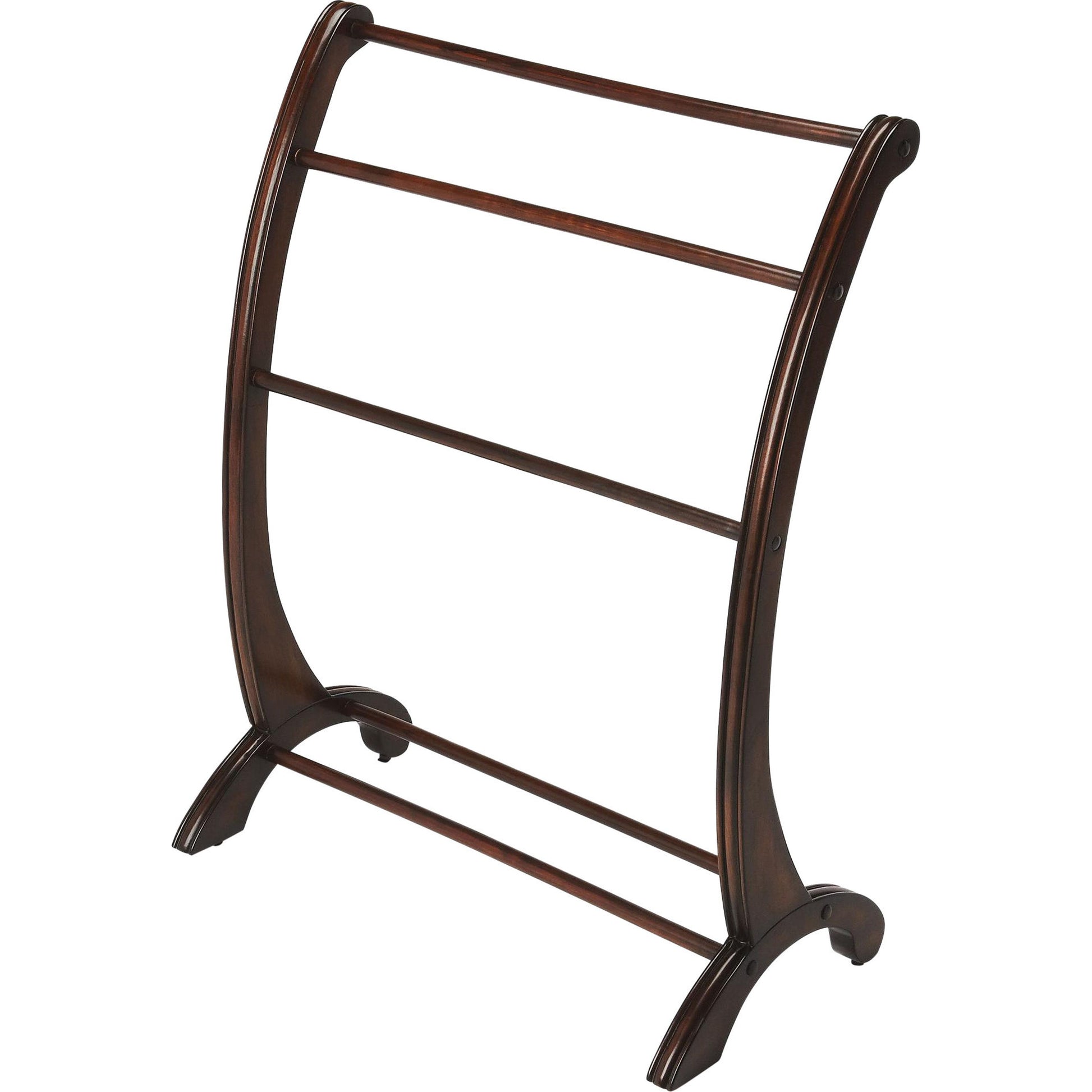 Nathaniel Plantation Cherry Blanket Stand by Butler Specialty Company in dark brown and plantation cherry. Made from rubberwood, poplar hardwood solids in a traditional style.
