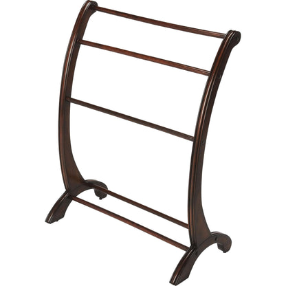 Nathaniel Plantation Cherry Blanket Stand by Butler Specialty Company in dark brown and plantation cherry. Made from rubberwood, poplar hardwood solids in a traditional style.