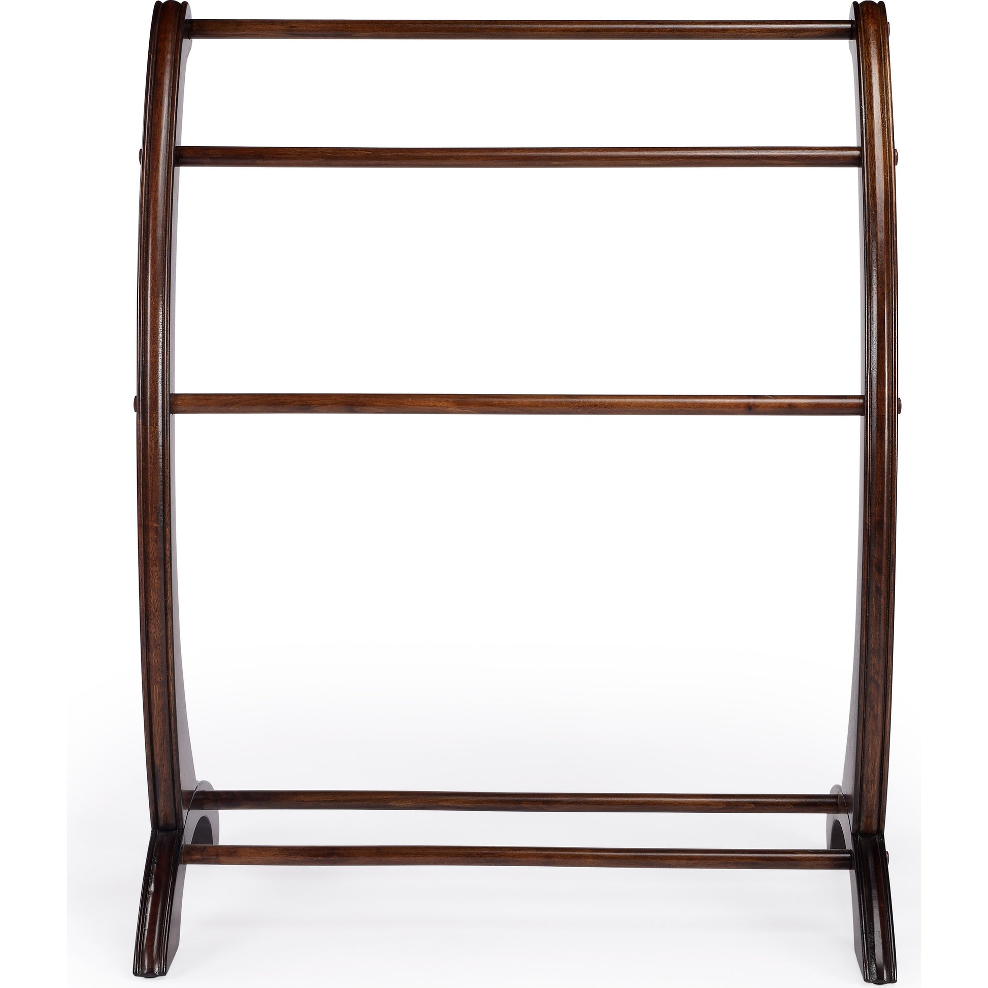 Nathaniel Plantation Cherry Blanket Stand by Butler Specialty Company in dark brown and plantation cherry. Made from rubberwood, poplar hardwood solids in a traditional style.