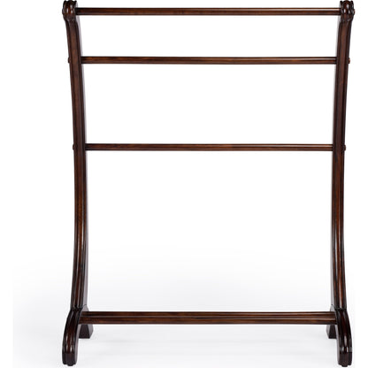 Nathaniel Plantation Cherry Blanket Stand by Butler Specialty Company in dark brown and plantation cherry. Made from rubberwood, poplar hardwood solids in a traditional style.