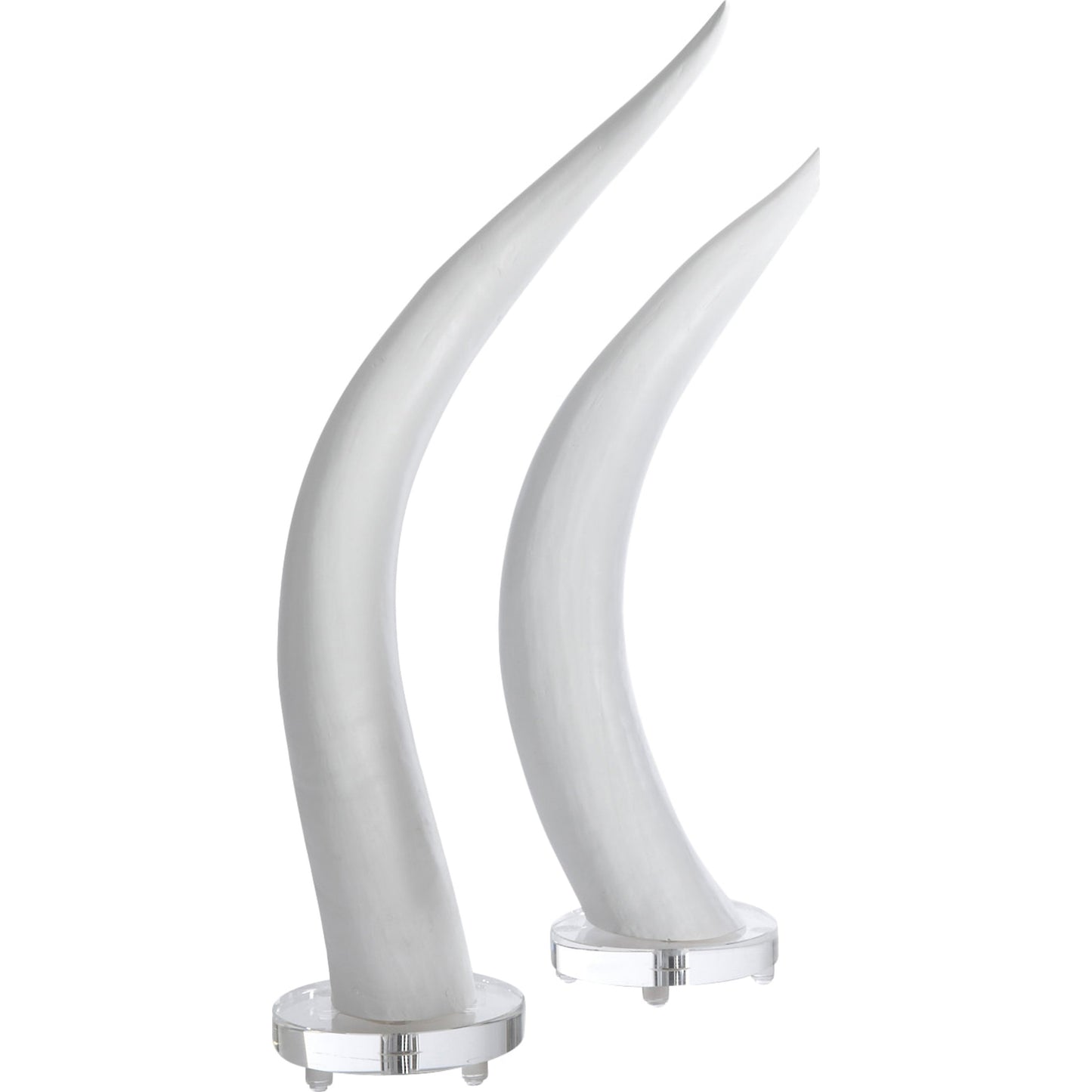 001 SR-382983 | Primary Silo | Horns (Set of 2) by Chelsea House in white, clear. Made from composite on crystal base in a eclectic & global style.