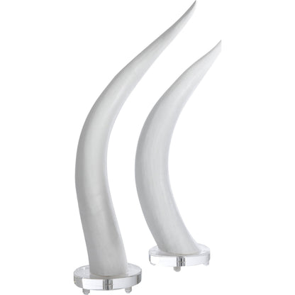 Horns (Set of 2) by Chelsea House in white, clear. Made from composite on crystal base in a eclectic & global style.