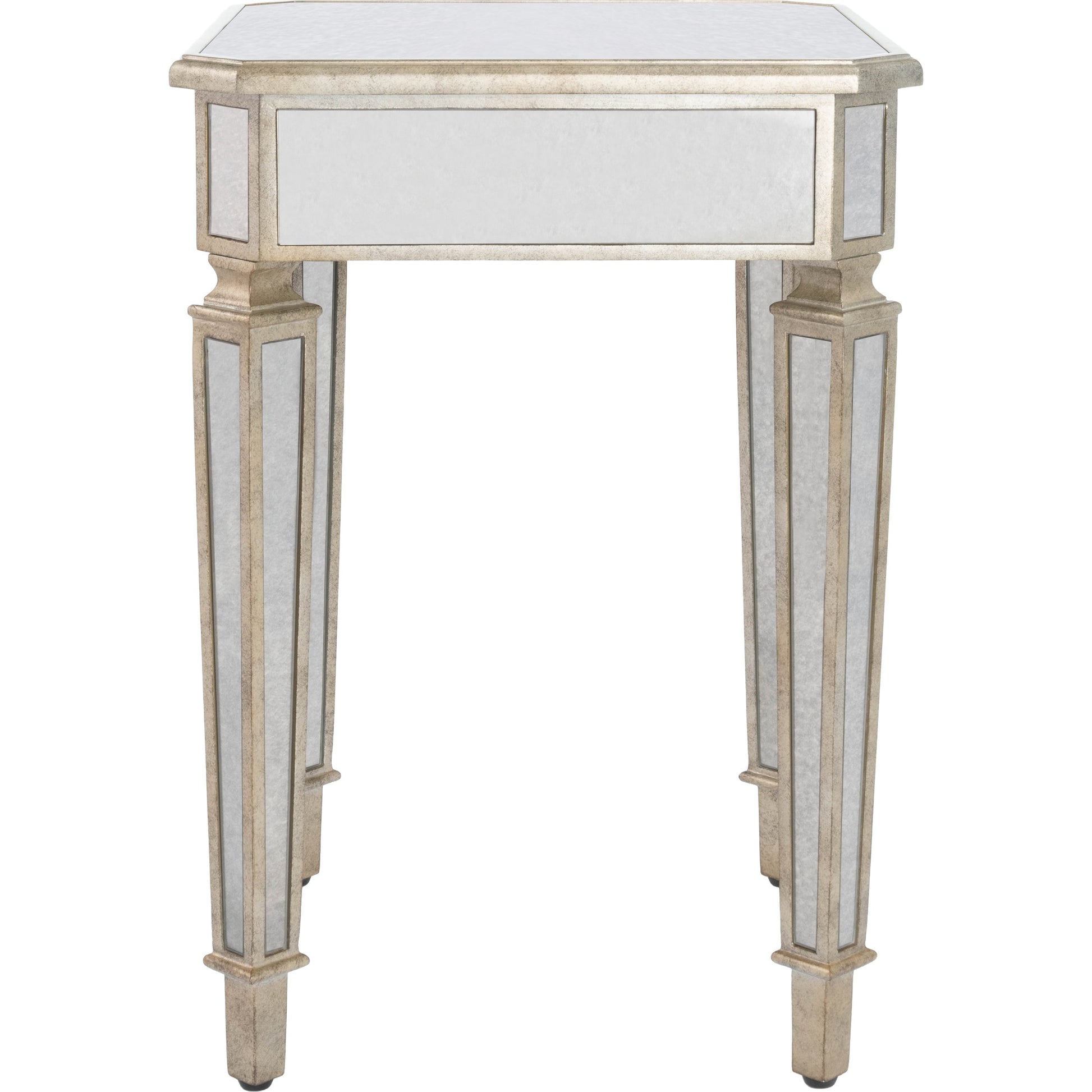 Celeste Mirrored End Table by Butler Specialty Company in silver and mirror. Made from poplar hardwood solids, mdf in a modern style.