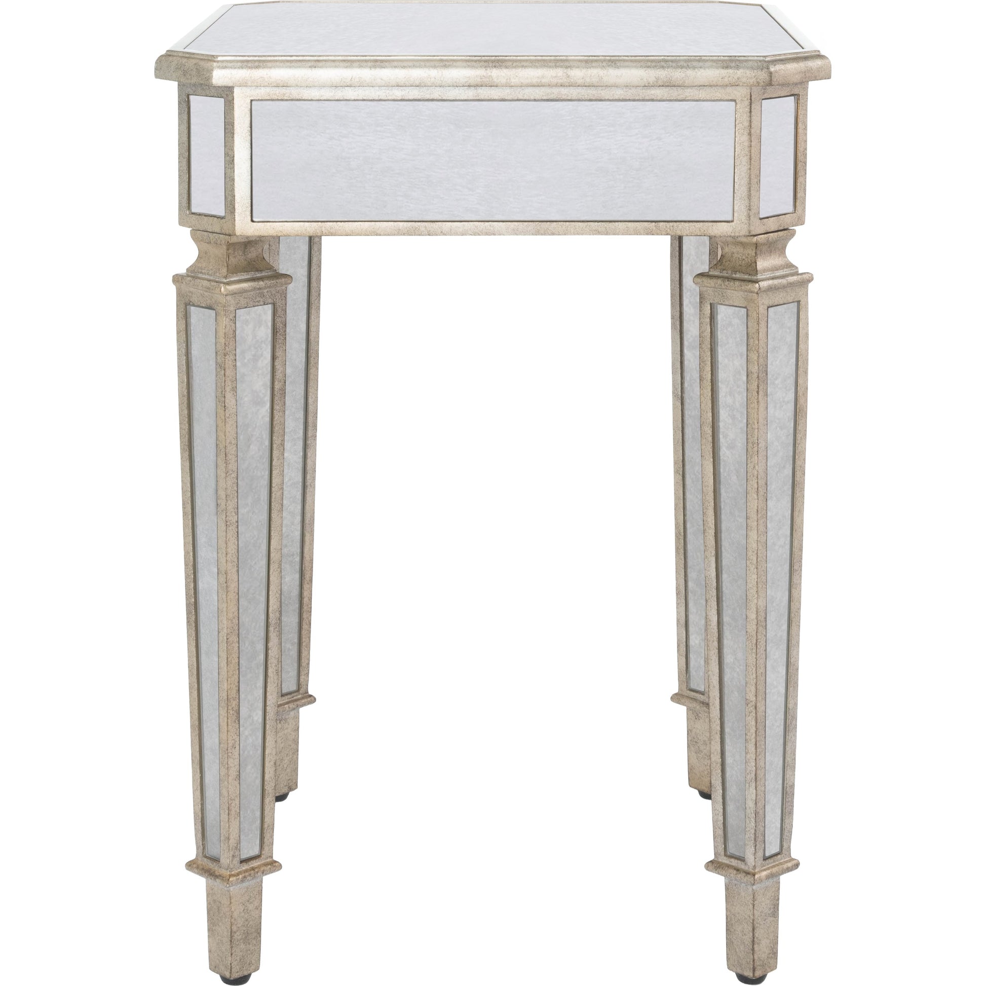 Celeste Mirrored End Table by Butler Specialty Company in silver and mirror. Made from poplar hardwood solids, mdf in a modern style.