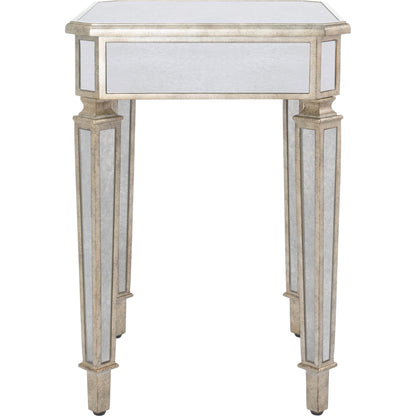 Celeste Mirrored End Table by Butler Specialty Company in silver and mirror. Made from poplar hardwood solids, mdf in a modern style.