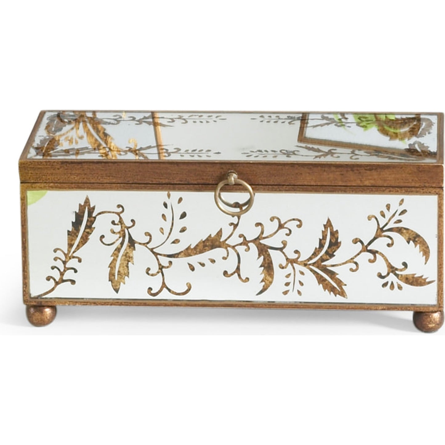 001 SR-383215 | Primary Silo | Madison Mirrored Box by Chelsea House in hand painted gold design. Made from unique in a transitional style.
