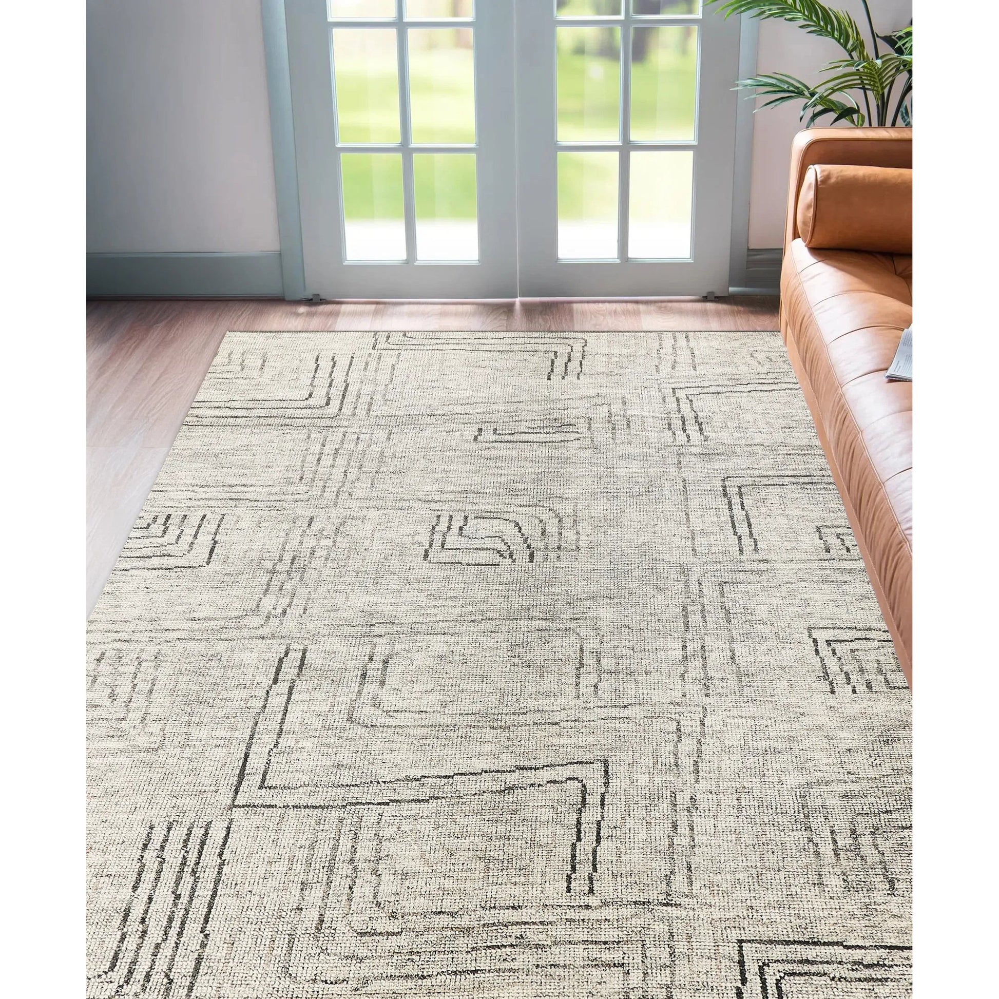 Aldridge Geometric Rug by Exquisite Rugs in ivory, gray, beige. Made from wool, bamboo silk in a unique style.