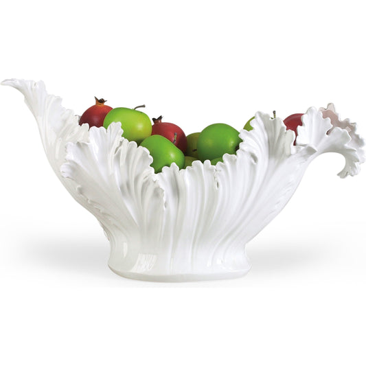 Acanthus Leaf Bowl by Chelsea House in white. Made from hand painted ceramic in a traditional style.