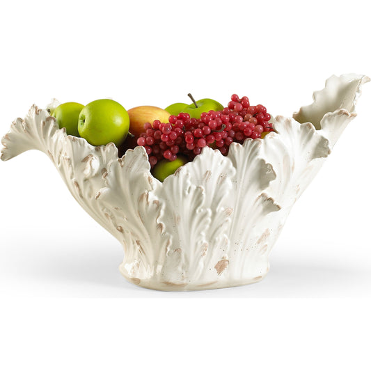 Acanthus Leaf Bowl by Chelsea House in white. Made from hand painted ceramic in a traditional style.