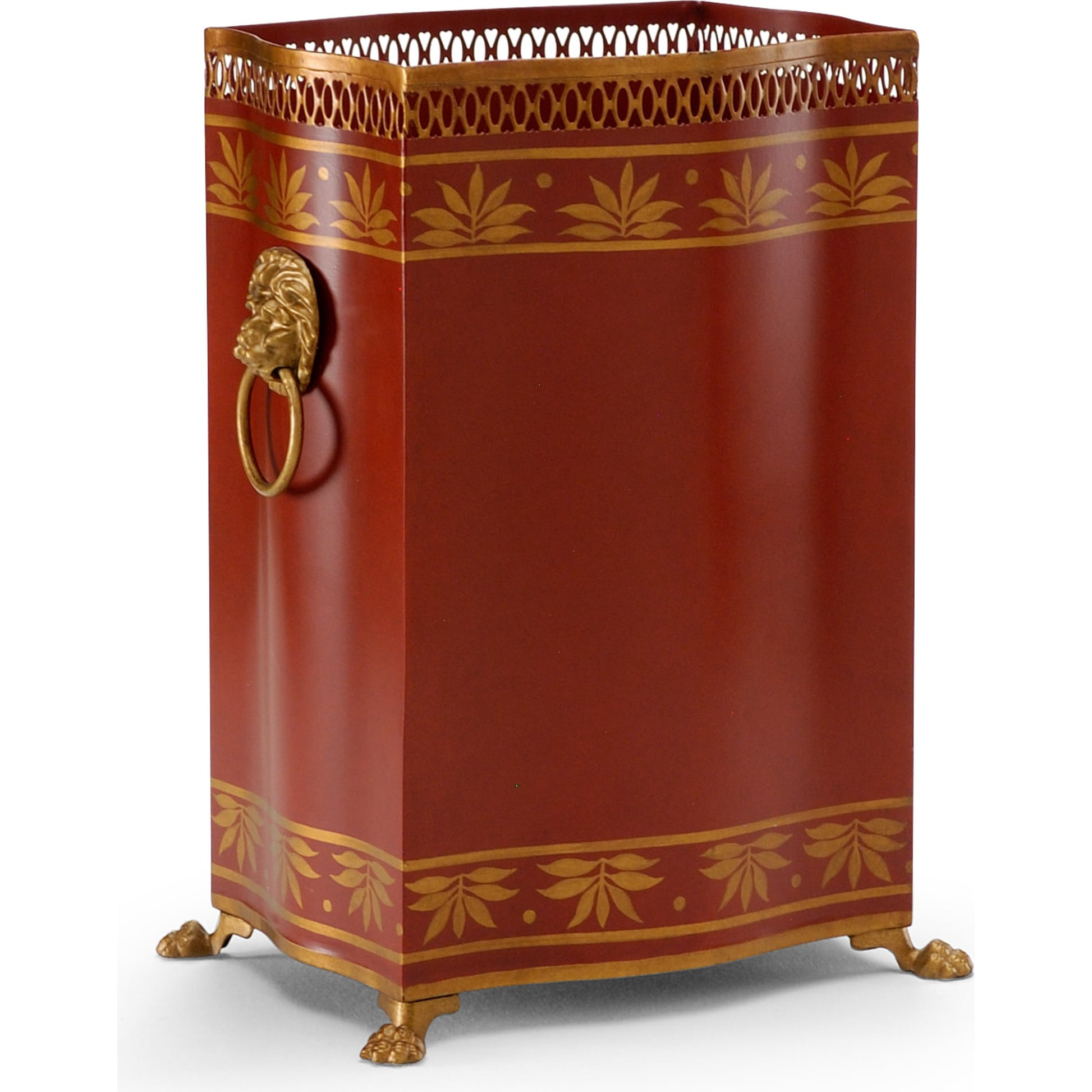 Carlton Wastebasket by Chelsea House in black, gold hand painted. Made from hand painted in a eclectic & global style.
