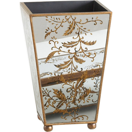 Madison Mirrored Wastebasket by Chelsea House in hand painted gold accents. Made from unique in a transitional style.