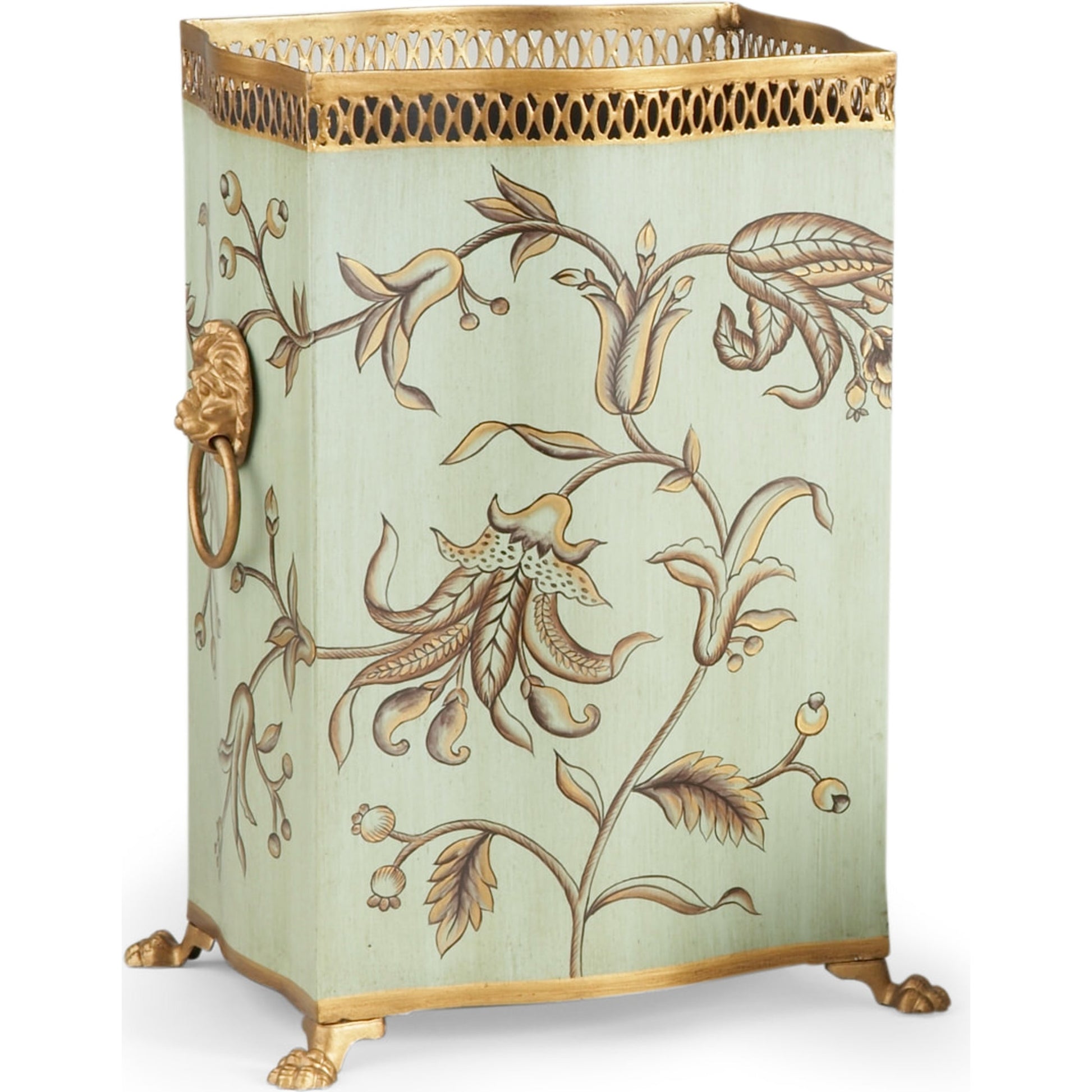 Brighton Wastebasket by Chelsea House in hand painted. Made from hand painted tole in a eclectic & global style.