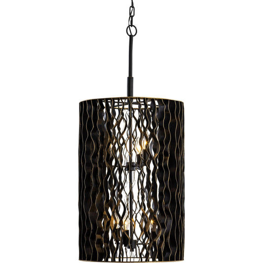 Estela Foyer Pendant by Varaluz in matte black/french gold. Made from unique in a modern style.