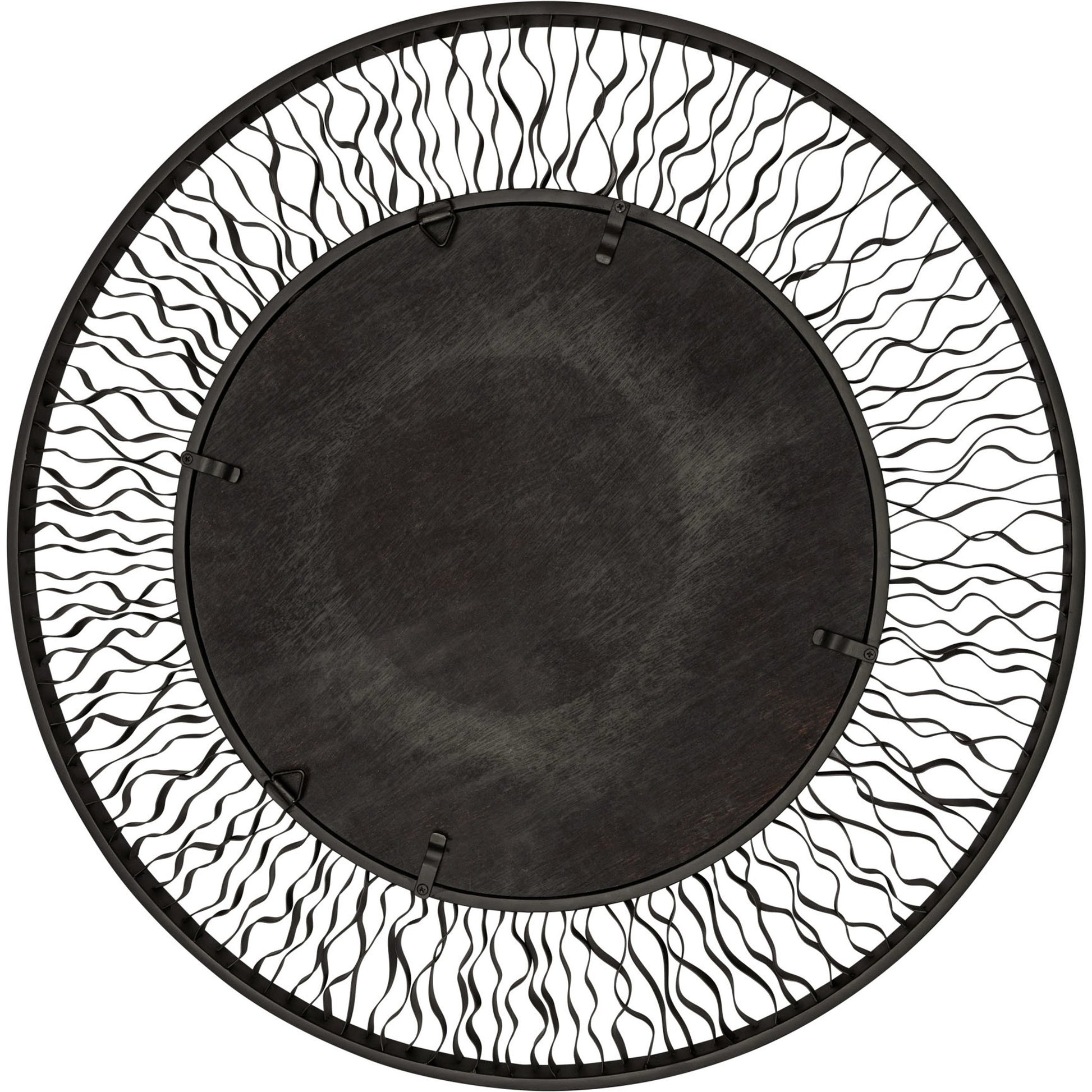 Estela Round Wall Mirror by Varaluz in matte black/french gold. Made from unique in a modern style.