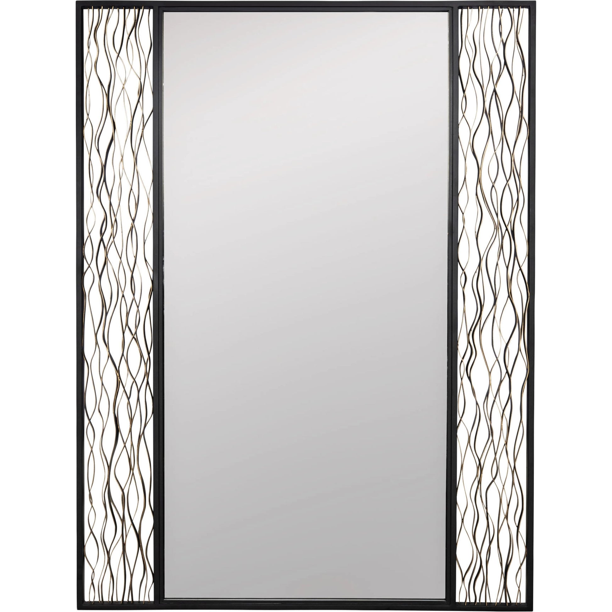 Estela Rectangular Wall Mirror by Varaluz in matte black/french gold. Made from unique in a modern style.
