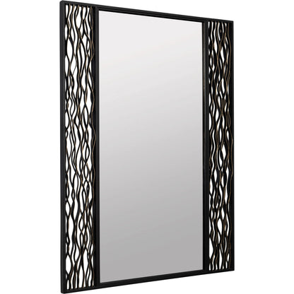 Estela Rectangular Wall Mirror by Varaluz in matte black/french gold. Made from unique in a modern style.