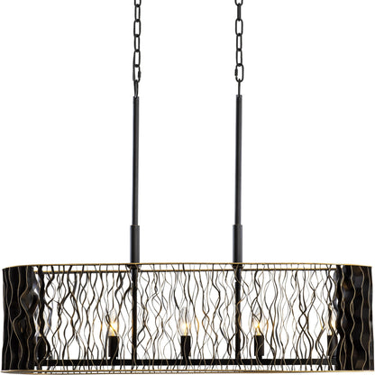 Estela Linear Pendant by Varaluz in matte black/french gold. Made from unique in a modern style.