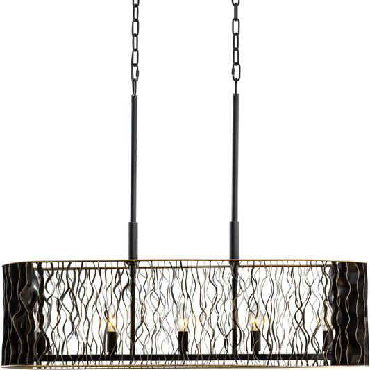 Estela Linear Pendant by Varaluz in matte black/french gold. Made from unique in a modern style.