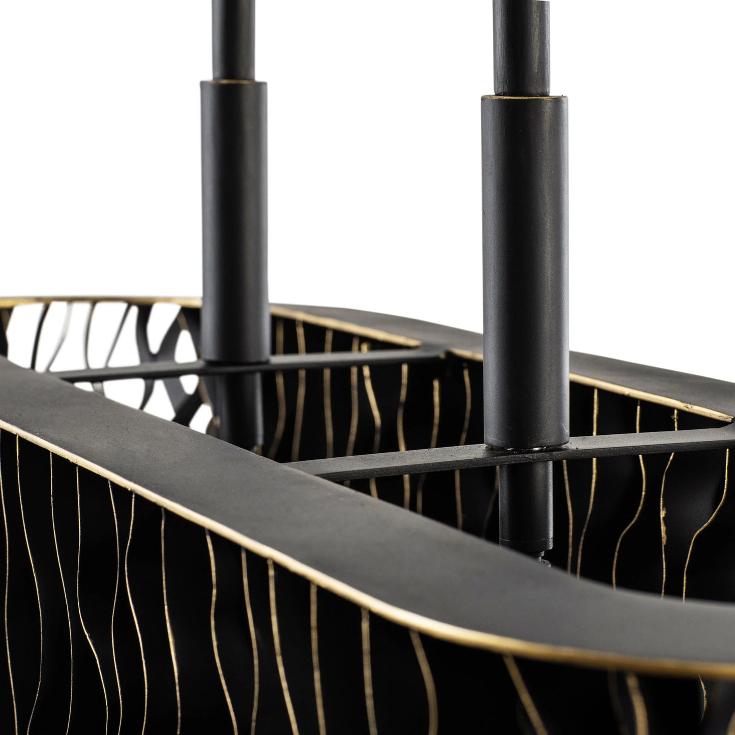 012 SI-1991379 | Closeup | Estela Linear Pendant by Varaluz in matte black/french gold. Made from unique in a modern style.