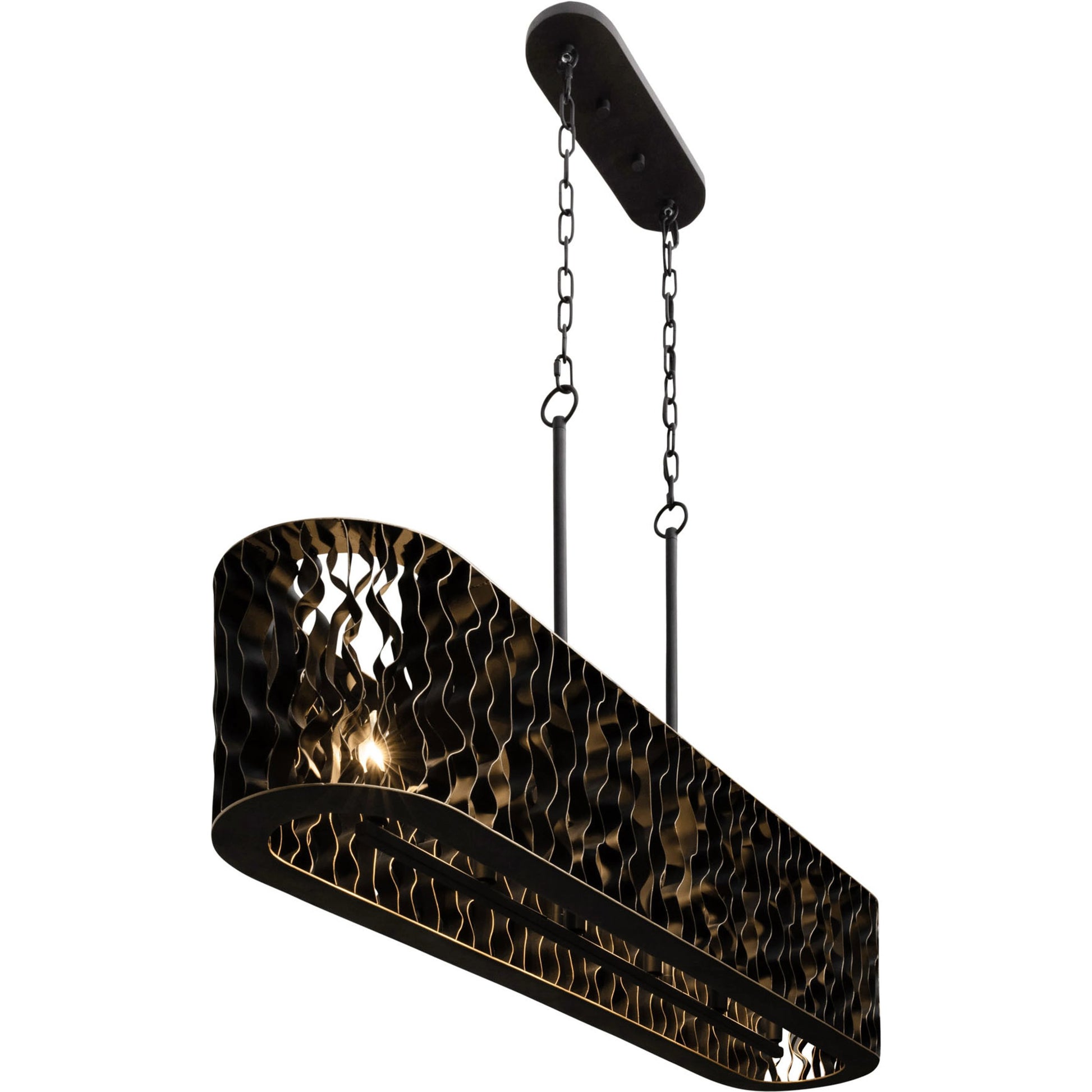 Estela Linear Pendant by Varaluz in matte black/french gold. Made from unique in a modern style.
