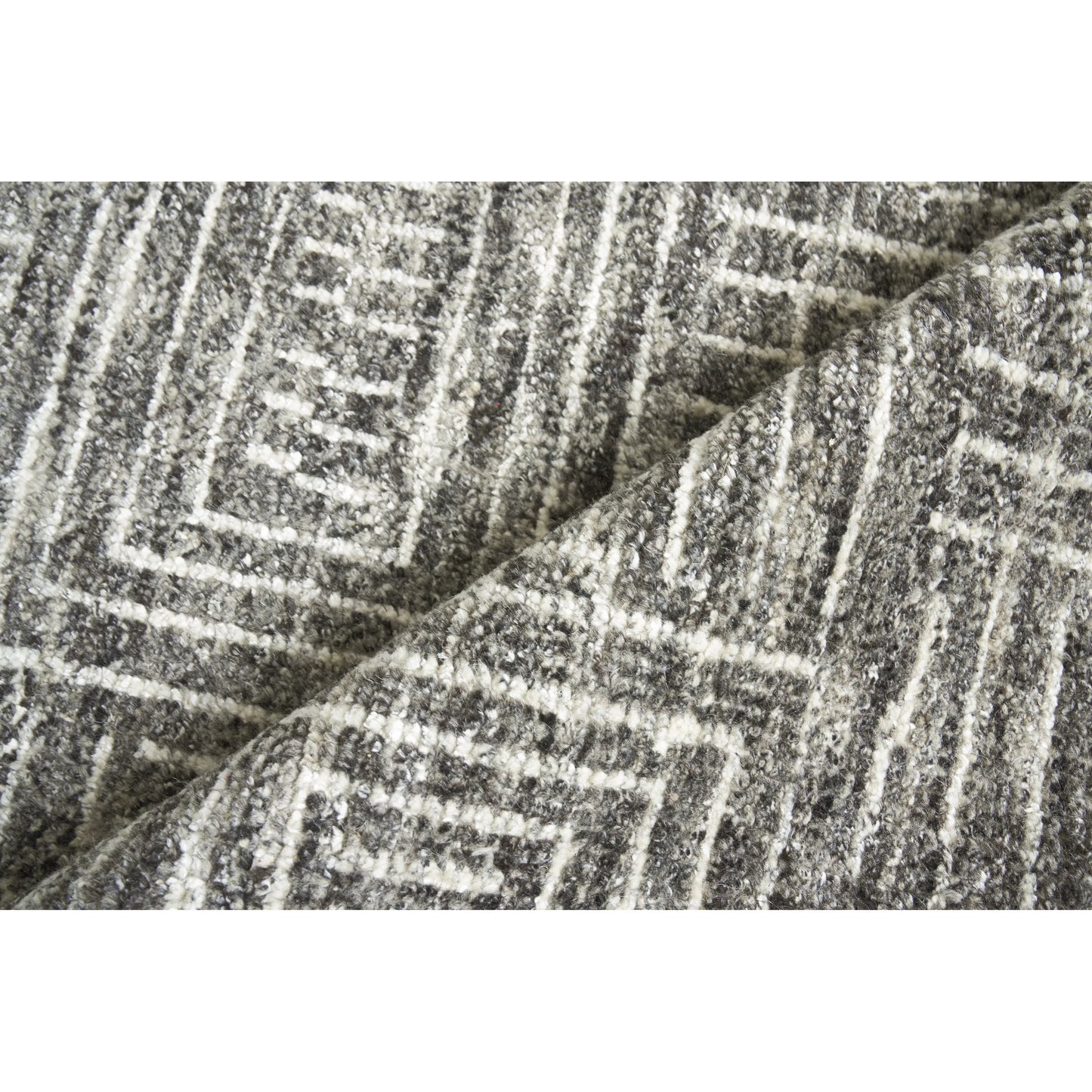 053 SI-2383974,SI-2383975 | Closeup | Aldridge Rug by Exquisite Rugs in charcoal, ivory. Made from wool, bamboo silk in a unique style.
