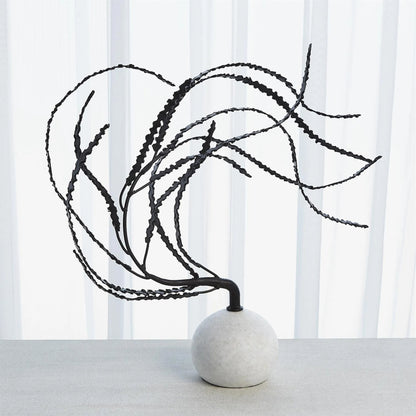 Thistle Sculpture by Global Views in black. Made from iron, white marble in a eclectic & global style.