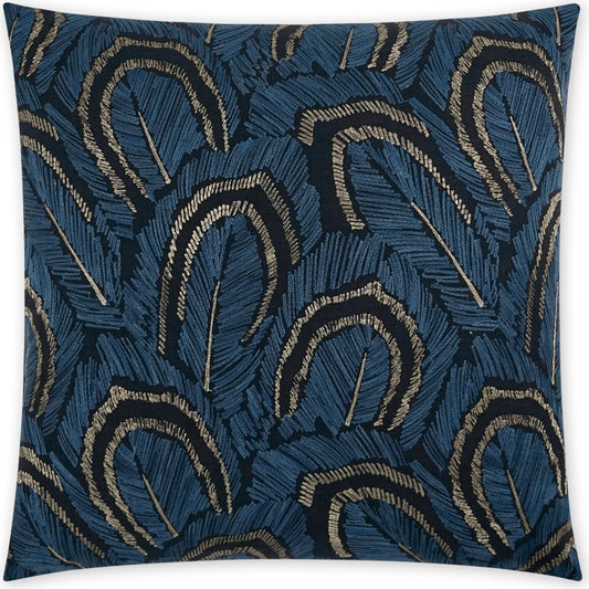 Plumage Throw Pillow by DV Kap Home in blue. Made from 71% polyester, 29% cotton / embroidery:100% viscose + zari in a modern style.