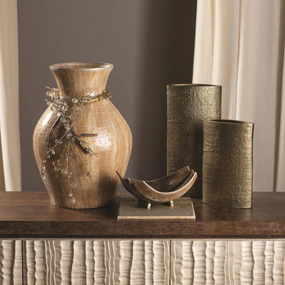Hemp Etched Vase by Global Views in brass. Made from aluminum in a eclectic & global style.