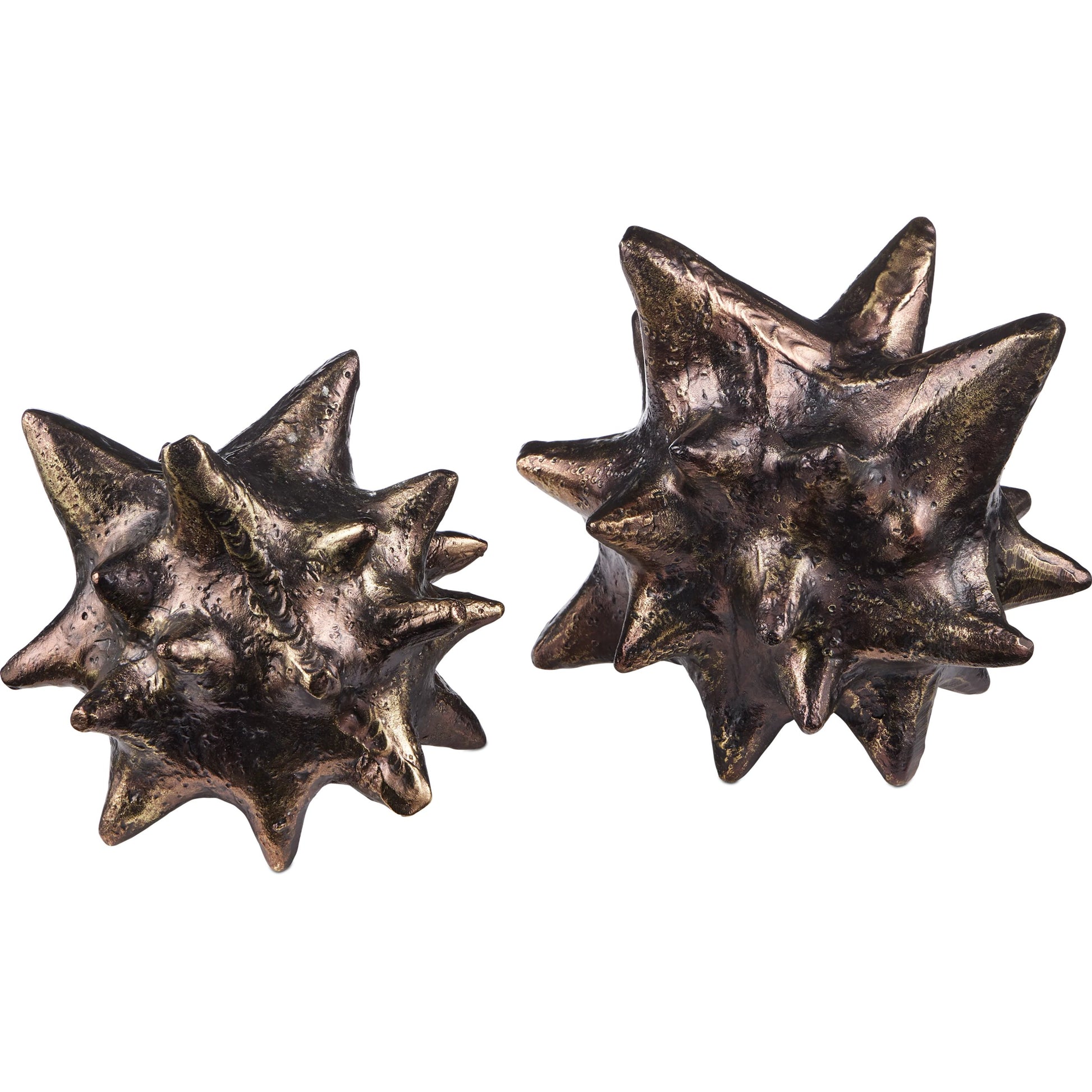 Jacks Object Set by Currey and Company in antique brass. Made from scorched bronze in a modern style.